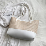 Chic Straw Weave Tote with Leather Straps - runwayfashionistacom