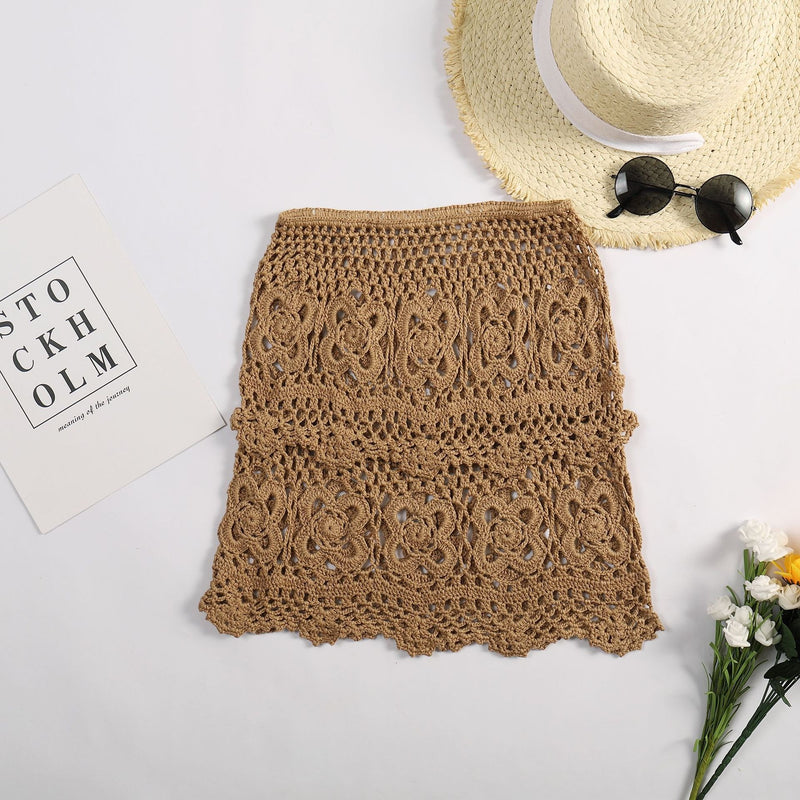 Hollow Knitted Half Wrap Skirt - runwayfashionista.com