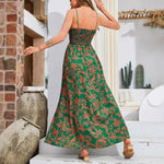 Elegant Floral One-Shoulder Maxi Dress - green