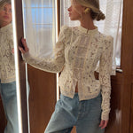 Lace Panel Long Sleeve Shirt