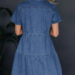 Short Sleeve Denim Dress - rynwayfashionista.com