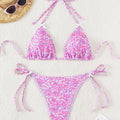 Floral Triangle Cup Lace Up Bikini