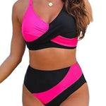 Contrast Color High Waist Tied Sexy Two-Piece Swimsuit
