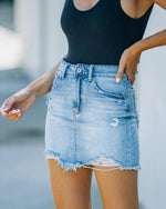 Ripped Raw Short Skirt - runwayfashionista.com