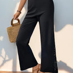 Lace Detail Wide Leg Pants - runwayfashionista.com