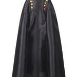 Irregularly Shaped Button-decorated Pleated Midi Skirt