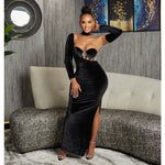Strapless Long Sleeve Maxi Dress - Black