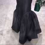 Black Structured Organza Mermaid Maxi Skirt