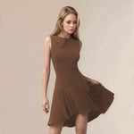 High-Low Round Neck Sleeveless Mini Dress
