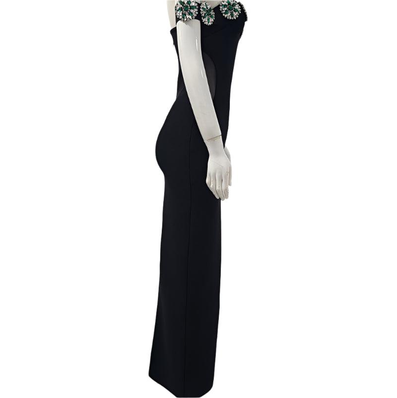 Rhinestone Flower Red Carpet Dress