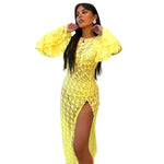 Yellow Lace Midi Dress: Sexy & Elegant Style