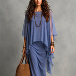 Sleeveless Vest Dress Two-piece Set -- blue