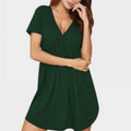 V-Neck Short Sleeve Lounge Dress - runwayfshionista.com