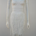 Tight Shoulder Strap Tassel Mini Dress