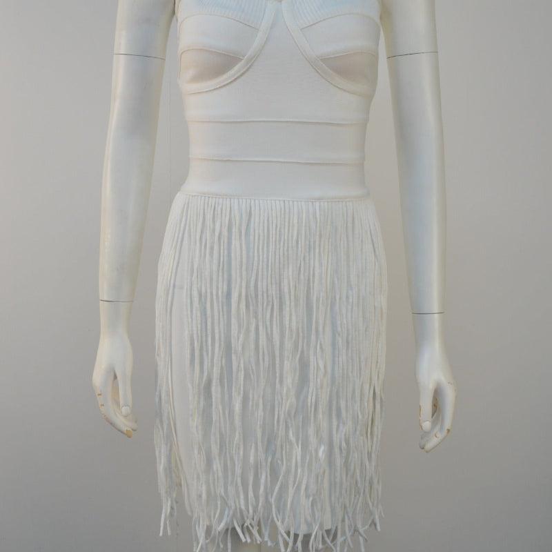 Tight Shoulder Strap Tassel Mini Dress