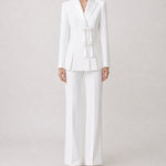 Knot Detail Blazer and Trouser Suit - white