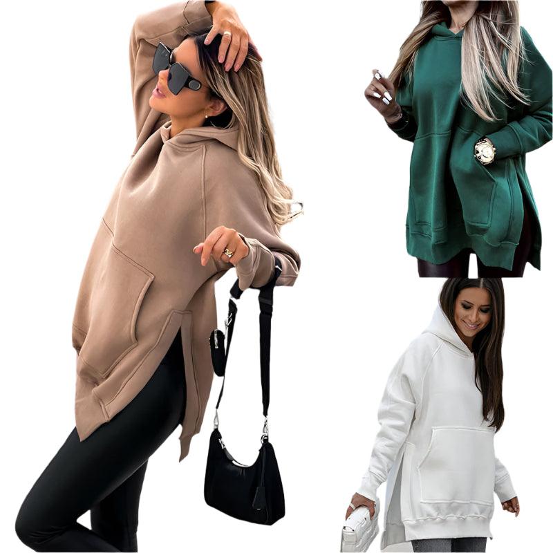 Pocket Style Slit Pullover Hoodie