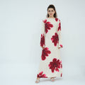 Waist-Cinched Ankle-Length Printed Midi Dress