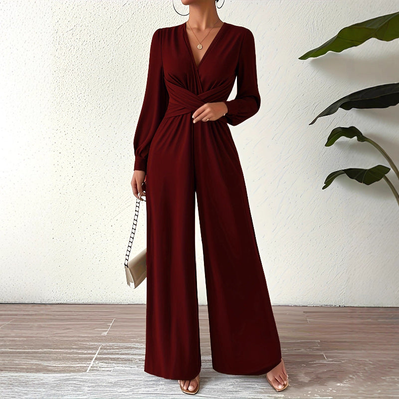 Elegant V-Neck Cross Tie Jumpsuit
