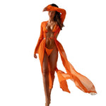 A long sleeve, solid-colored beach dress in a flowing, relaxed fit.