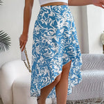 High-Low Printed High Waist Skirt