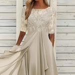 Elevate Your Presence: The Elegant Chiffon Lace Hollow-Out Maxi Dress