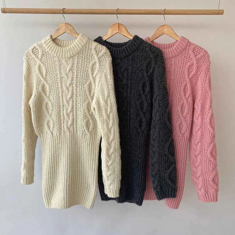 Cable-knit Mini Sweater Dress