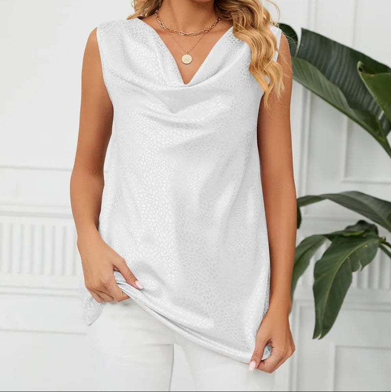 Solid Cowl Neck Top - runwayfashionista.com