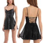 Sexy Backless A-Line Mini Party Dress - black