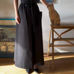 Black Cotton And Linen Side Seam Strapless Maxi Vest Dress