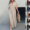 Short Sleeve Elastic Waist Maxi Dresses