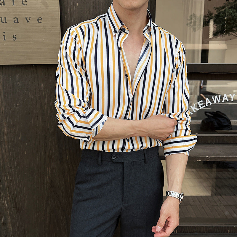 Long-sleeved Striped Shirt - yellow