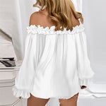 lotus Leaf Off Shoulder Blouse - white