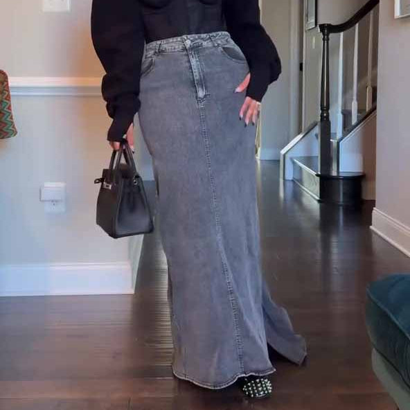 Denim Bodycon Maxi Skirt