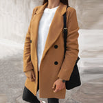 Winter Long Woolen Coats - Khaki