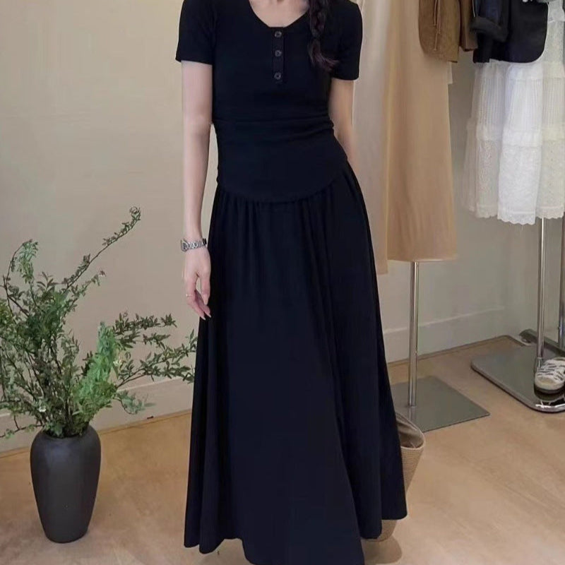 Fitted Top and Midi Skirt Two-Piece Set