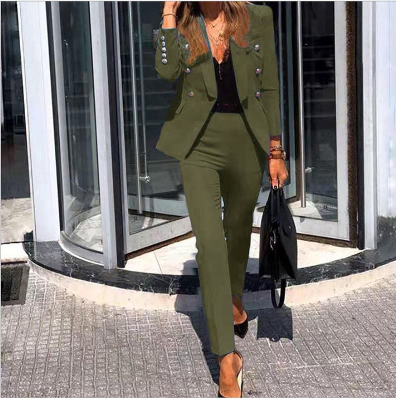 Solid Color Fashion Two Piece Suit - runwayfashionista.com