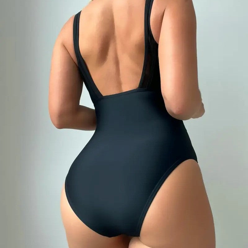 One-Piece Fitted Mesh Swimsuit