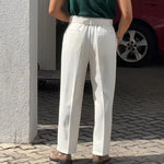 The Architectural Pleated Trouser in Blanc - white