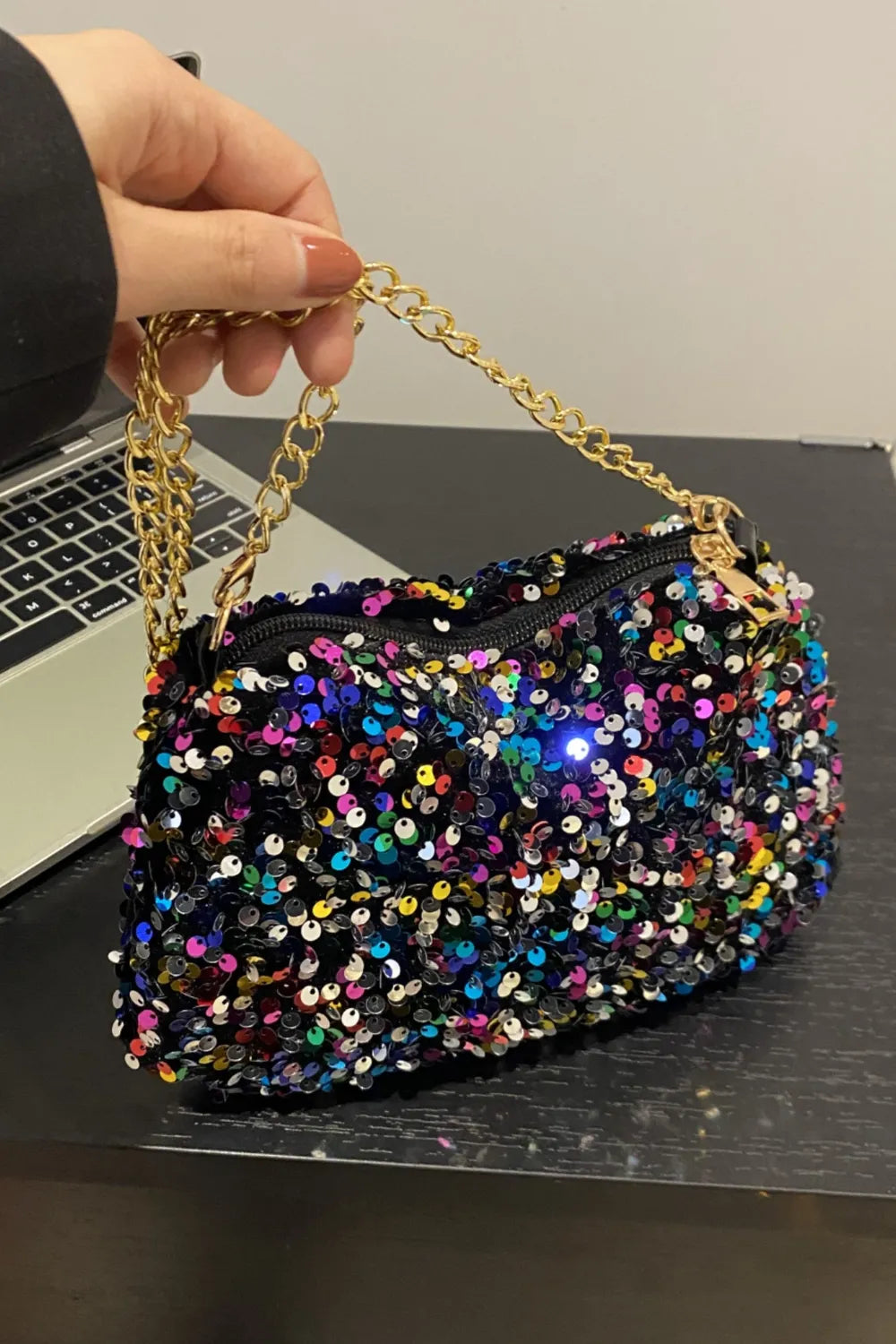 Sequin Removable Strap Shoulder Bag - Stylish & Versatile - runwayfashionista.com