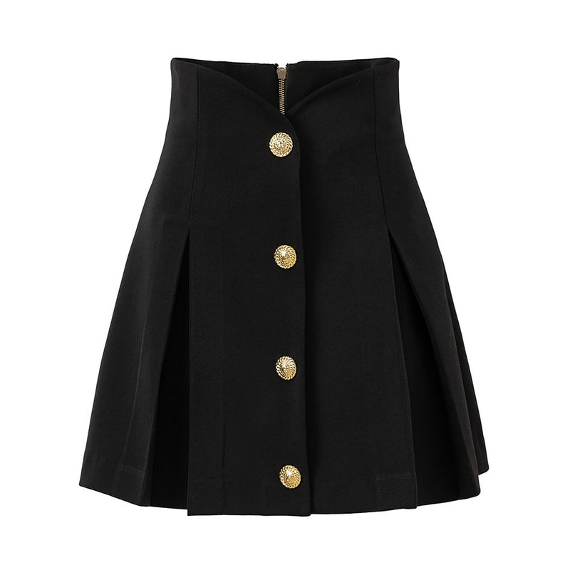 Black high waisted A-line skirt