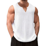 Men's Textured Notch Neck Tank Top - white