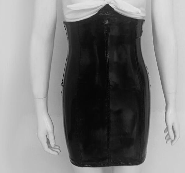 Faux Latex Pu Leather Skirt - runwayfashionista.com