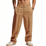 Breathable Cotton Linen Loose Pants - brown