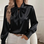 Elegant Bow-tie Temperament Blouse - black