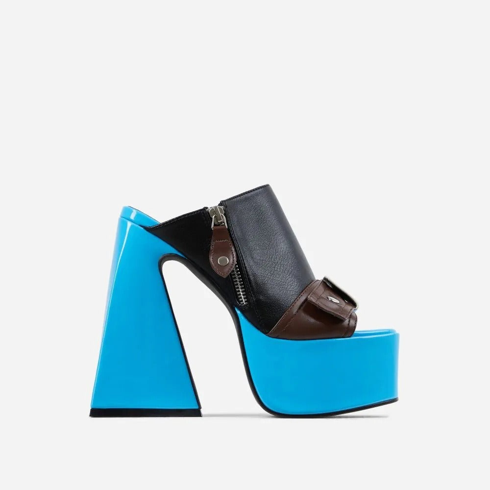 Square open toe color block ultra-high heel - runwayfashionista.com