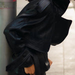 Black Leather Biker Jacket And Shorts Set