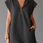 V-Neck Sleeveless Mini Dress - black