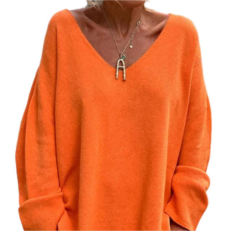 V-neck Long Sleeved Loose Sweater
