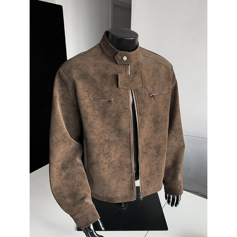 Gemini saidUrban Edge: The Essential Stand-Collar Moto Jacket - brown